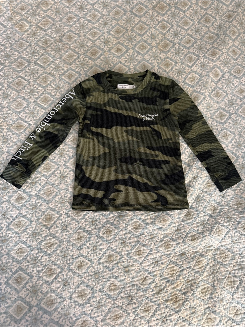 Abercrombie & Fitch Kids Olive Green Camo Long Sleeve Tee “Thermal”